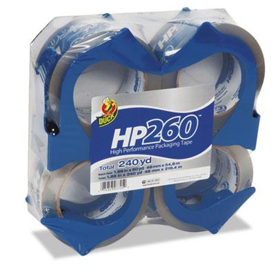 Duck HP260 Packaging Tape with Dispensers, 4-Pack, 3" Core