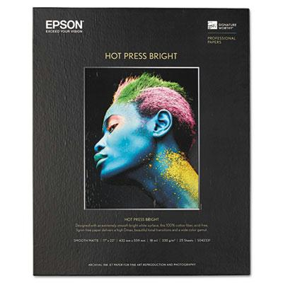Epson 17" x 22", 17 mil, 25-Sheets, Hot Press Bright Fine Art Paper