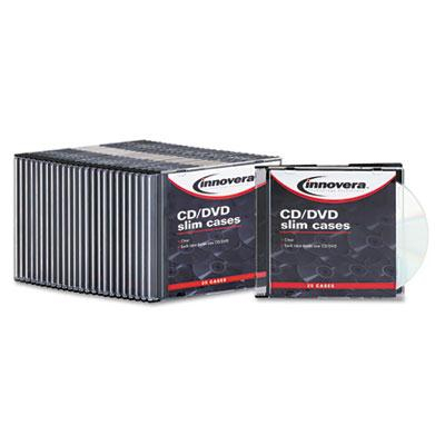 Innovera 25-Pack CD & DVD Thin Line Storage Case, Clear