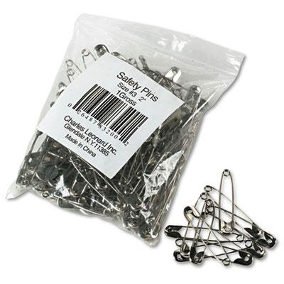 Charles Leonard 2" Length Nickel-Plated Steel Safety Pins, 144/Pack