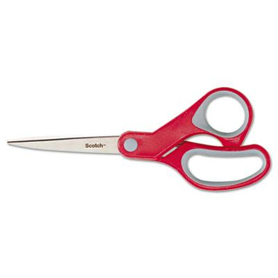 Scotch Multi-Purpose Scissors, 8" Length, Red/Gray