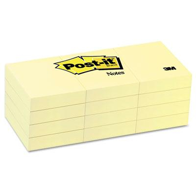 Post-It 1-1/2" X 2", 12 100-Sheet Pads, Canary Yellow Notes