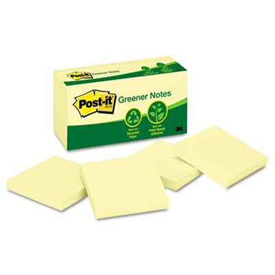 Post-It 3" X 3", 12 100-Sheet Pads, Canary Yellow Greener Notes
