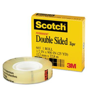 Scotch 1/2" x 25 yds Clear Double-Sided Tape, 1" Core