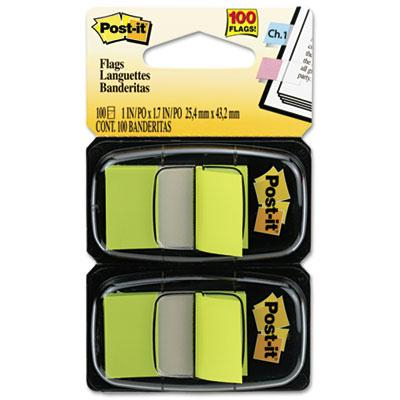 Post-It 1" x 1-3/4" Marking Flags, Bright Green, 100 Flags/Pack