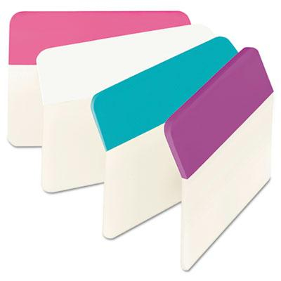 Post-It 2" x 1-1/2" Angled Hanging File Tabs, Aqua/Pink/Violet/White, 24/Pack