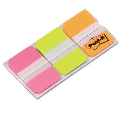 Post-It 1" x 1-1/2" Durable File Tabs, Green/Orange/Pink, 66/Pack