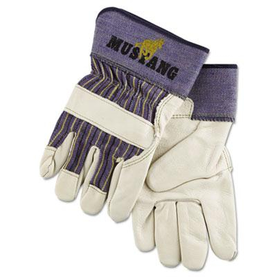 MCR Safety Memphis Mustang X-Large Leather Palm Gloves, Blue/Cream, 12 Pairs