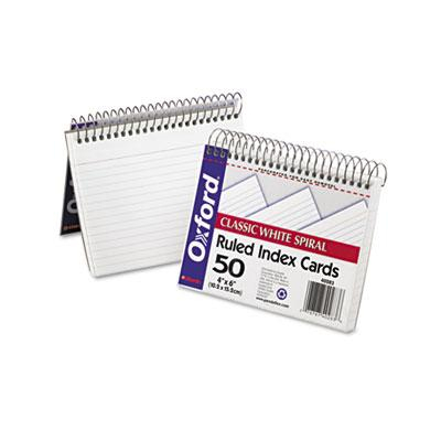 Oxford 4" x 6", 50-Cards, White, Ruled Spiral Bound Index Cards