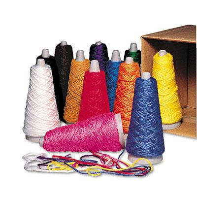 Pacon 2 oz Trait-Tex Double Weight Yarn Cones, Assorted Colors, 12/Box