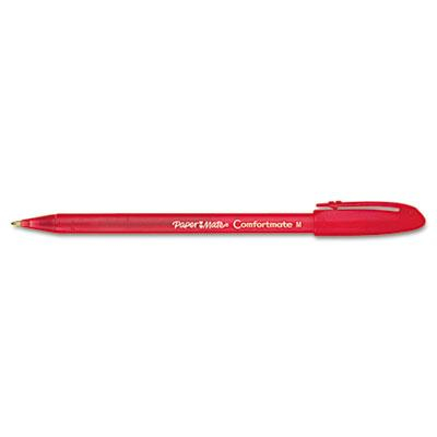 Paper Mate ComfortMate 1 mm Medium Stick Ballpoint Pens, Red, 12-Pack