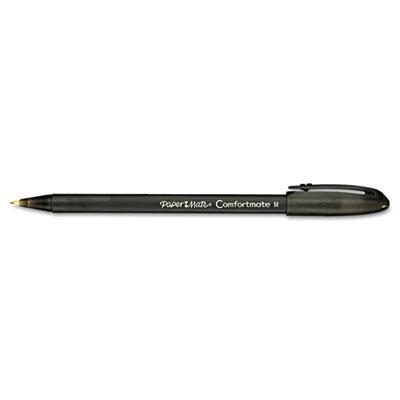 Paper Mate ComfortMate 1 mm Medium Stick Ballpoint Pens, Black, 12-Pack