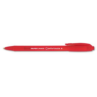 Paper Mate ComfortMate 1 mm Medium Retractable Ballpoint Pens, Red, 12-Pack