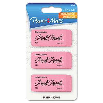 Paper Mate Pink Pearl Medium Eraser, 3-Pack