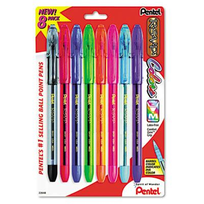 Pentel R.S.V.P. 1 mm Medium Stick Ballpoint Pens, Assorted, 8-Pack