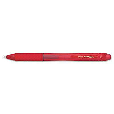 Pentel EnerGel X 0.7 mm Medium Retractable Roller Ball Pens, Red, 12-Pack