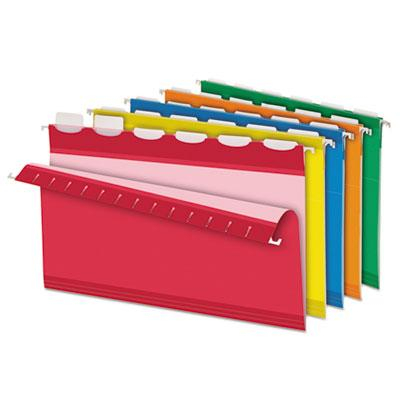 Pendaflex Ready-Tab Reinforced Legal 1/5 Tab Hanging File Folders, Assorted Colors, 20/Box