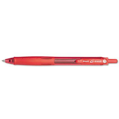 Pilot G-Knock 0.7 mm Fine Retractable Gel Roller Ball Pens, Red, 12-Pack