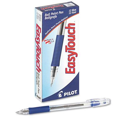 Pilot EasyTouch 1 mm Medium Stick Ballpoint Pens, Blue, 12-Pack