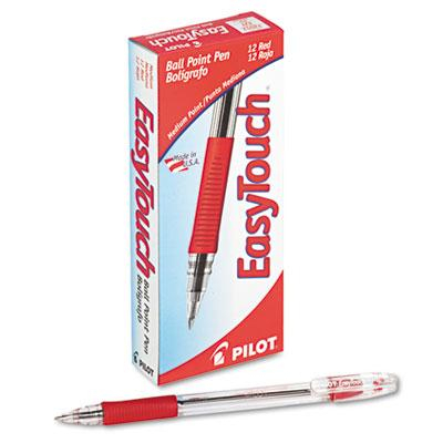 Pilot EasyTouch 1 mm Medium Stick Ballpoint Pens, Red, 12-Pack