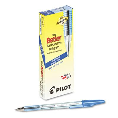 Pilot Better 0.7 mm Fine Stick Ballpoint Pens, Blue, 12-Pack
