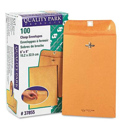 Quality Park 6" x 9" #55 Clasp Envelope, Brown Kraft, 100/Box