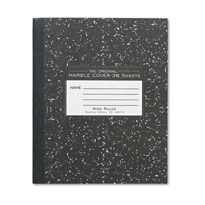 Roaring Spring 7" X 8-1/2" 36-Sheet Wide Rule Composition Book, Black Marble Cover