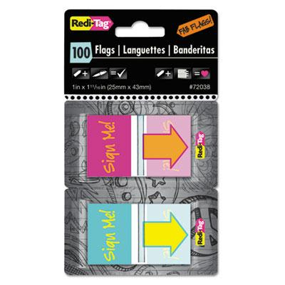 Redi-Flag "Sign Me!" Pop-Up Fab Flags with Dispenser, 100/Pack