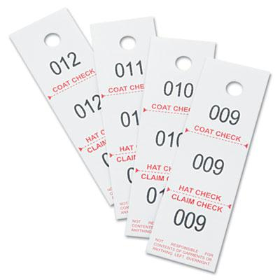 Safco 1-1/2" x 5" 3-Part Coat Check Tags, White, 500/Pack