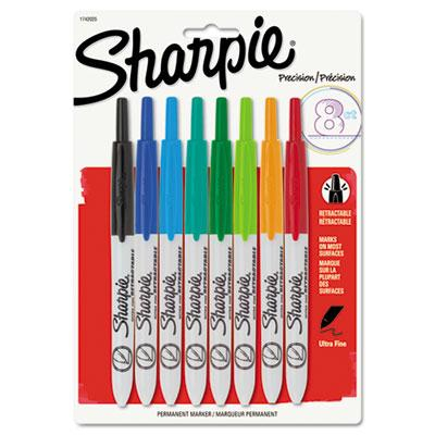 Sharpie Retractable Permanent Marker, Ultra Fine Tip, Assorted, 8-Pack