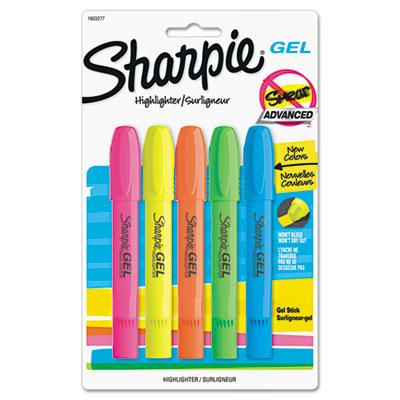 Sharpie Bullet Tip Gel Highlighter, Assorted, 5-Pack