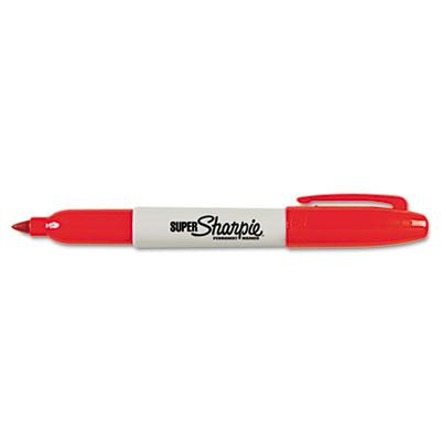 Sharpie Super Permanent Marker, Fine Point, Red, 12-Pack