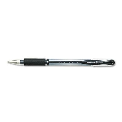 Uni-ball Signo Grip 0.7 mm Medium Stick Roller Ball Pens, Black, 12-Pack