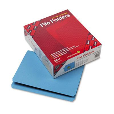Smead Reinforced Straight Cut Top Tab Letter File Folder, Blue, 100/Box