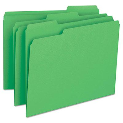 Smead 1/3 Cut Top Tab Letter File Folder, Green, 100/Box