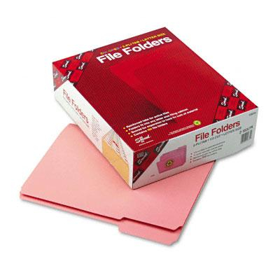 Smead Reinforced 1/3 Cut Top Tab Letter File Folder, Pink, 100/Box