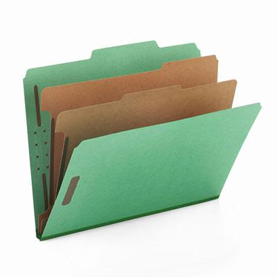 Smead 6-Section Letter 23-Point Pressboard Top Tab Classification Folders, Green, 10/Box