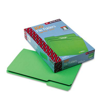 Smead 1/3 Cut Top Tab Legal File Folder, Green, 100/Box