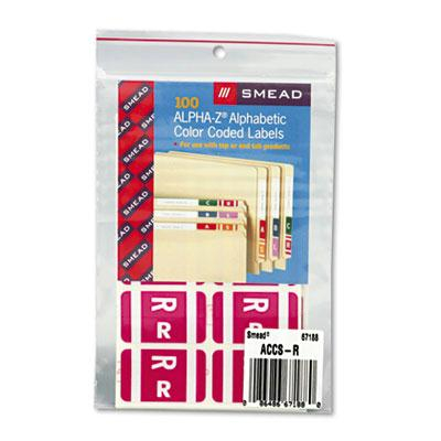 Smead 1" x 1-3/5" Letter "R" Color-Coded Second Letter Labels, Purple, 100/Pack