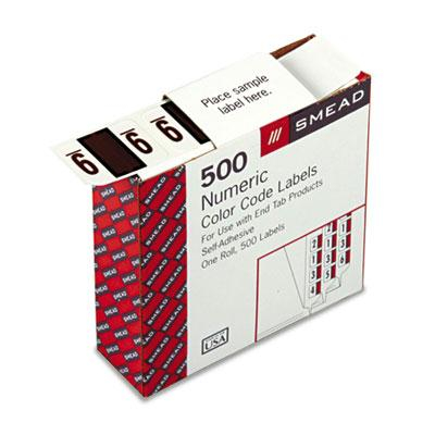 Smead 1-1/4" x 1" Number "9" Single Digit End Tab Labels, Brown-on-White, 500/Roll