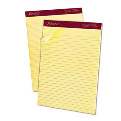 Ampad 8-1/2" X 11-3/4" 50-Sheet 12-Pack Legal Rule Gold Fibre 16lb Pads, Canary Paper
