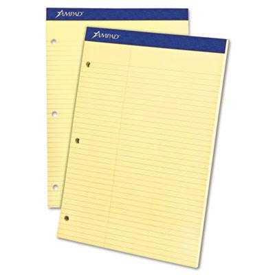 Ampad 8-1/2" X 11-3/4" 100-Sheet Law Rule Double Sheet Pad, Canary Paper