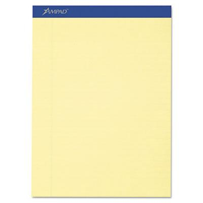 Ampad 8-1/2" x 11-3/4" 50-Sheet 12-Pack Legal Rule Recycled Notepads, Canary Paper