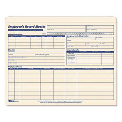 TOPS 9-1/2" x 11-3/4" Employee Record Master File Jackets, Manila, 20-Pack
