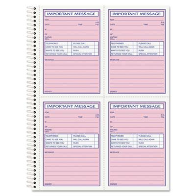 TOPS 3-3/16" x 5-1/2" 200-Page Telephone Message Book with Fax Section