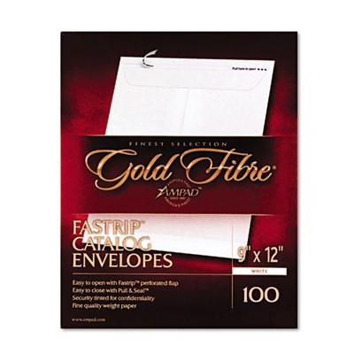 Ampad Gold Fibre 9" x 12" Side Seam #90 Fastrip Catalog Envelope, White, 100/Box