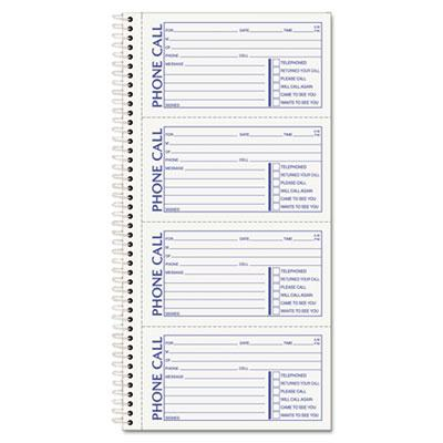 TOPS 2-3/4" x 5" 100-Page 2-Part Second Nature Phone Call Book, 400-Forms