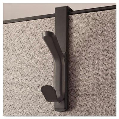 Universal One 2-Garment Recycled Cubicle Plastic Coat Hook, Charcoal