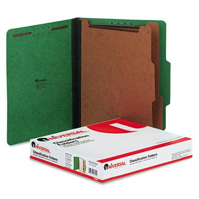 Universal 6-Section Letter 25-Point Pressboard Classification Folders, Emerald Green, 10/Box