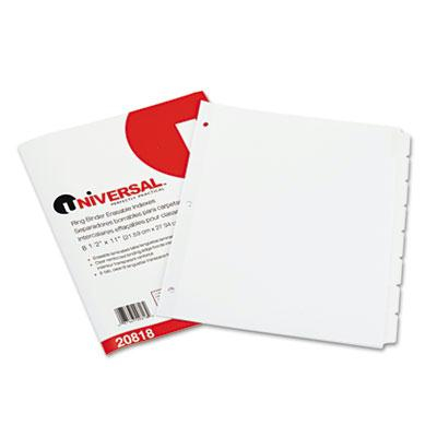 Universal Letter 8-Tab Write-On/Erasable White Tab Index Dividers, White, 8 Sets